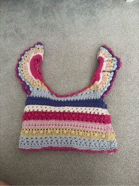 Zara Crochet Ruffle Tank - Pink, Blue, Cream, Yellow